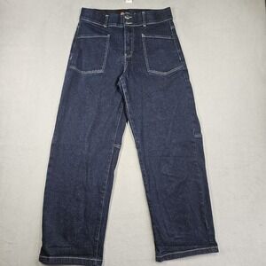 Indigo Poppy Victoria Barrell Leg Jeans Womens 10 High Rise Blue Denim Dark Wash